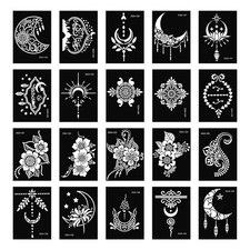 20 Sheets Temporary Tattoo Stencil Kit, Templates for Medium, Black