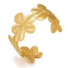 WOWORAMA Gold Flower Bracelets for Women Irregular Flower Cuff Bracelet Boho ...