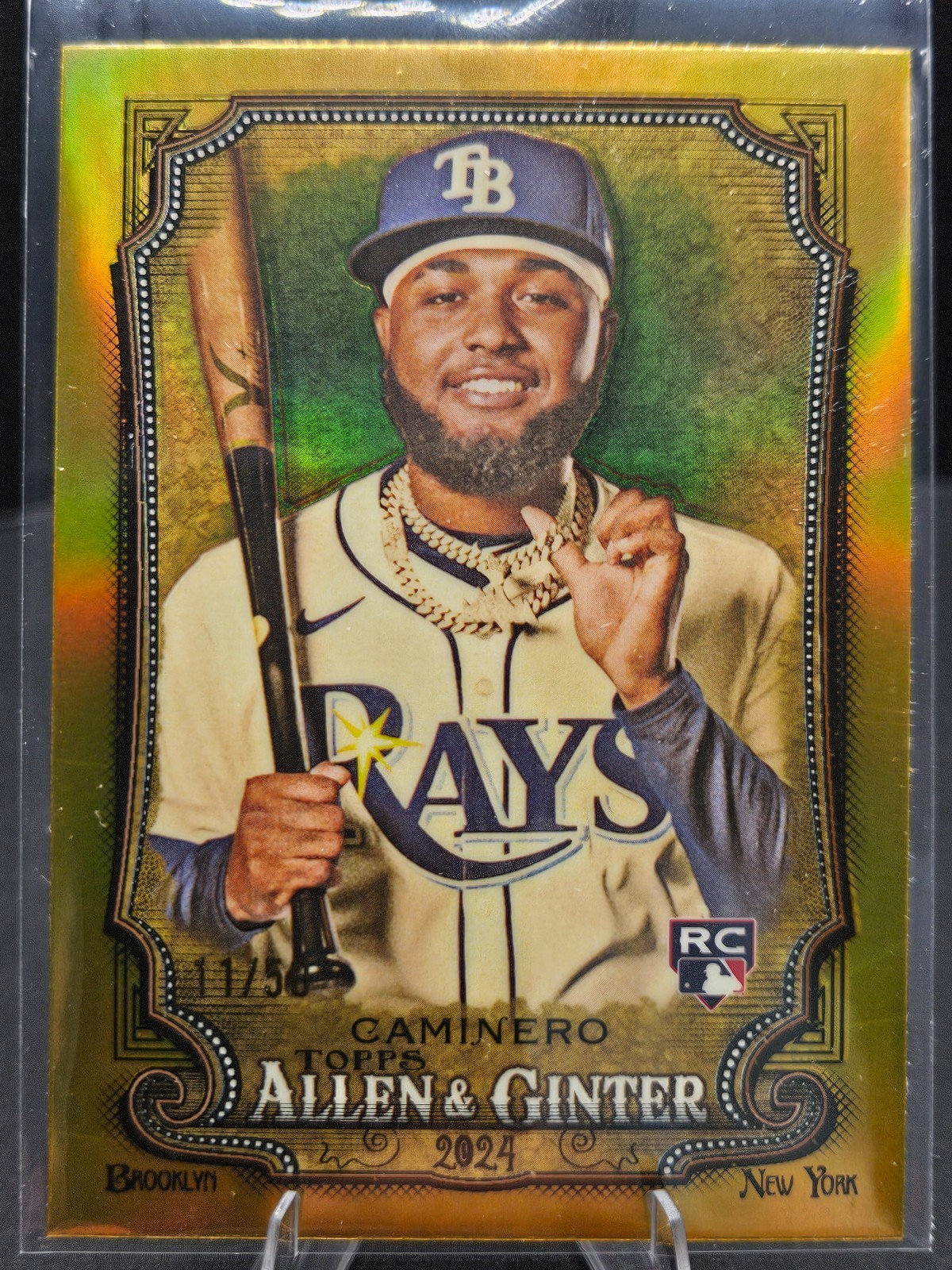 2024 Topps Allen & Ginter GOLD Chrome #11/50 - JUNIOR CAMINERO #92 RAYS RC