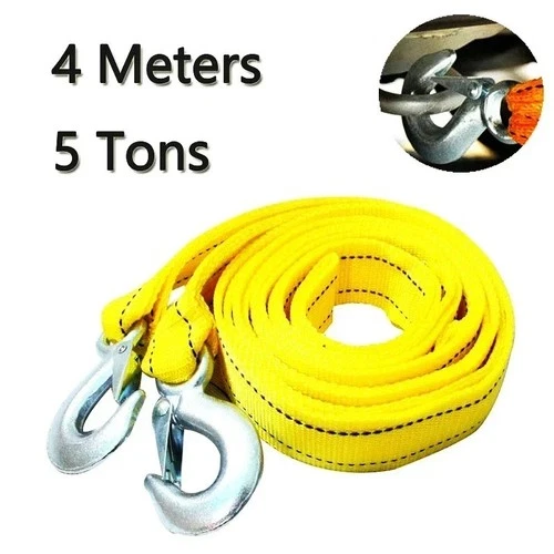 5T Car Tow Rope Strap Cable 4M Heavy Duty Van Road Recovery Pull Lead Hooks - Picture 8 of 8
