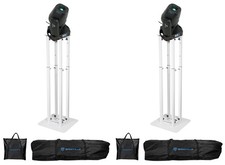 2 Rockville ROCK SPOT 260W DJ Moving Head Spot Lights 8 ft. White Totem Stands