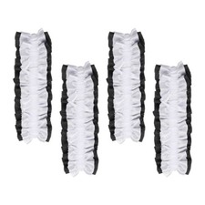 Armband Garter 4Pcs, Anti-Slip Sleeve Garter Men Shirt Sleeve White on Black