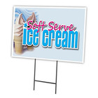 Soft Serve Ice Cream 12"x16" Yard Sign & Stake Outdoor Plastic Window | Adver.