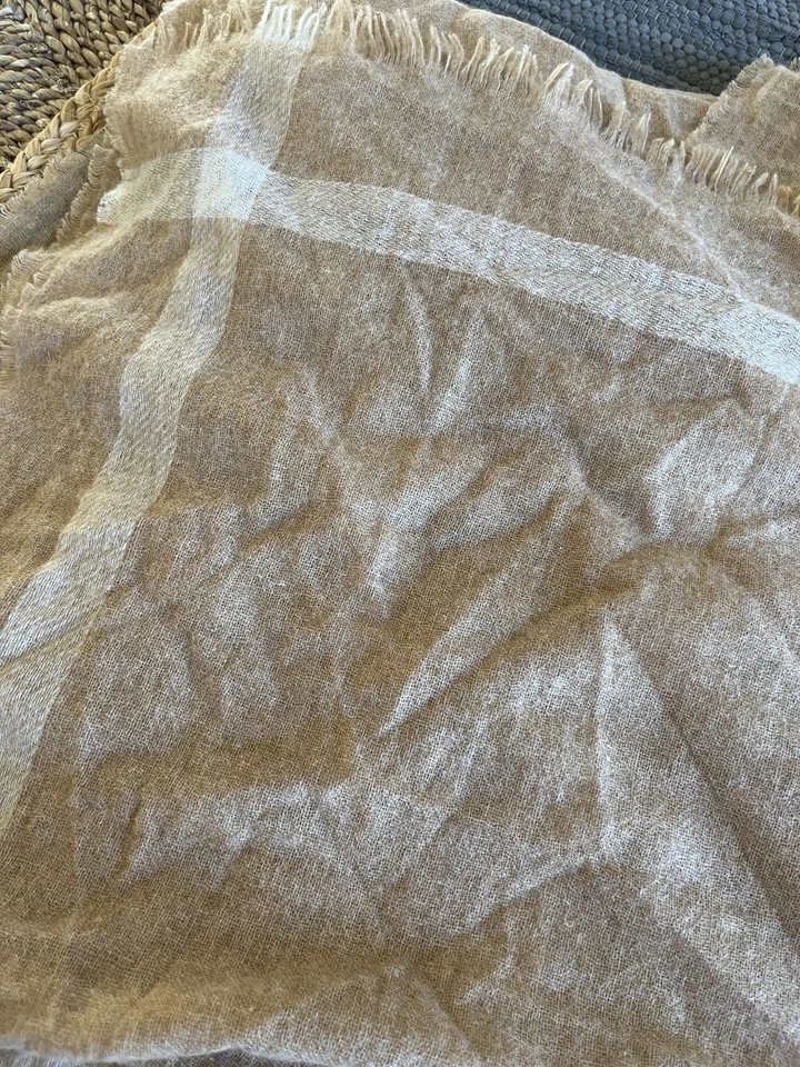 Bufanda de cachemir ligera grande Vince Border a rayas $295 nueva con etiquetas Foto 4 de 4