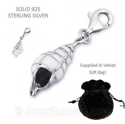 Silber Muschel Charm - Massiv 925 Sterling Silber Charm Geschenktüte - TRACKED 24 POST