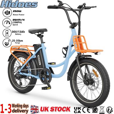 Hidoes Electric Bike Fat Tyre Bicycle,E-Bike 25km/h, 15 mph 250W 13Ah Range  35km UK