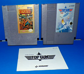 P.O.W. Prisoners Of War and Top Gun Nintendo Entertainment 1988 NES Auth Working