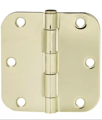 Amazon Basics Rounded 3.5 Inch x 3.5 Inch Door Hinges 18 Pack Polished Brass