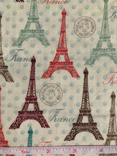 Paris Eiffel Towers in Color Quilt Fabric - 1 Half Yard