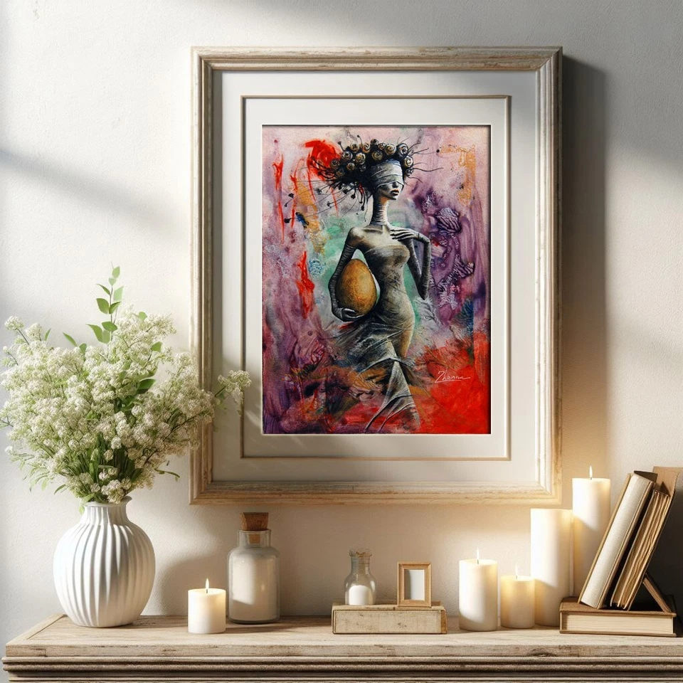 ORIGINAL ACRYLIC SURREAL ART CONCEPTUAL woman FIGURATIVE Fantasy MODERN PAINTING - Image 2 of 4