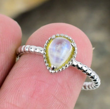 Rainbow Moonstone Ring 925 Sterling Silver Ring For Women Birthday Gift Dainty