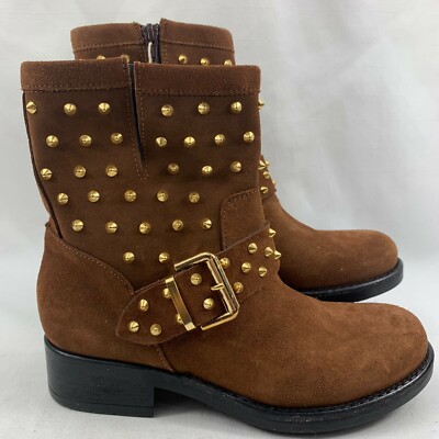 Emanuela Passeri Women's Italian Suede Ankle Boots Cognac Size EUR 36 US 6