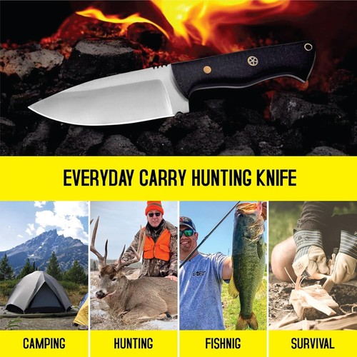 Hunting Knife Forged Fixed Blade Bushcraft Knife Scout Carry Knife With Cover - Picture 5 of 10