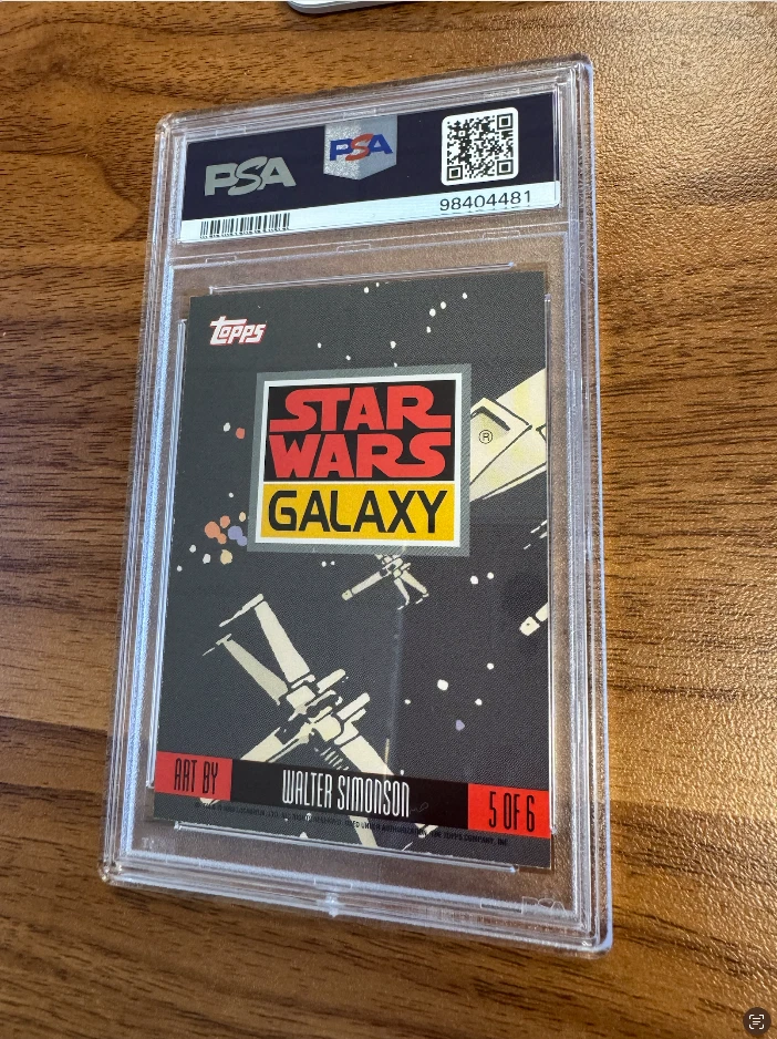 Topps Star Wars Galaxy 1993 lámina grabada Obi-Wan y Yoda #5 PSA 8 casi nuevo-como nuevo Foto 2 de 2