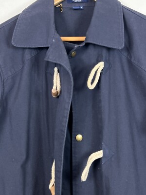 Chaps Ralph Lauren Womens Large Navy Blue Toggle Coat Cotton