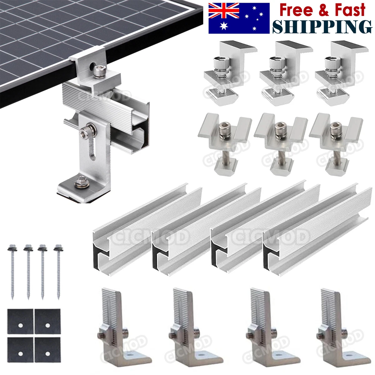 30mm/35mm Solar Panel Rail Bracket Roof Mounting Aluminium Fixing Mid/End Clamp