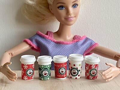 #ad #ad 5PC Miniature Dollhouse Coffee to go Cups Drinks Bottle Christmas $6.99