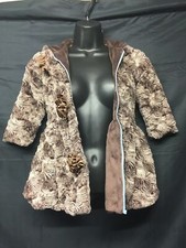 Girl's Long Sleeve Zipper Hooded Brown Coat Size 4T SM3