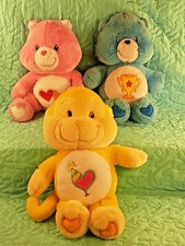3 CARE BEAR / CARE BEAR COUSINS 12"-13" Plush Champ, Love A Lot, Playful Heart