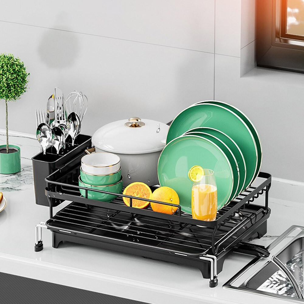 Rust-Proof Dish Drainer Wire Cutlery Draining Holder Plate Rack