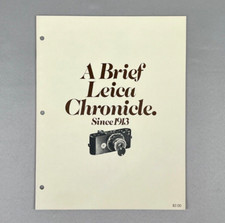 A Brief Leica Chronicle - Since 1913, E. Leitz Advertising Brochure