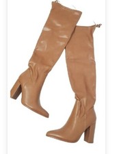IDEAL Brown PU Block Heel Thigh High Boots SIZE EU 36  REF BRS