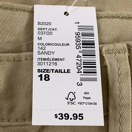 Place Lot Of 2 Girls Chino Pants Beige Zip Straight Leg Flat Front Uniform 18 - Picture 4 of 5