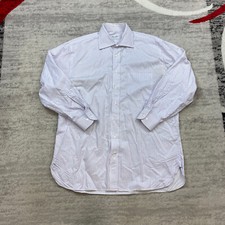 Ben Silver Button Up Shirt 17 Extra Large Purple White Dress 32 Outdoor Preppy