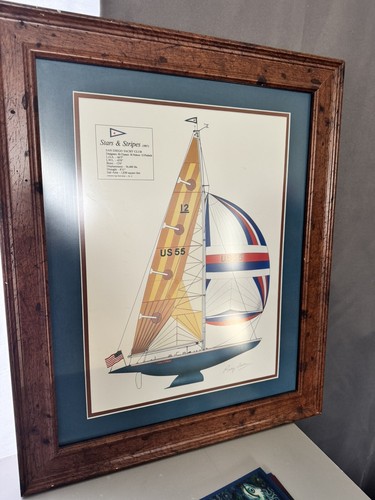 1987 San Diego Yacht Club Stars And Stripes Print Signed Matted And Embossed - Picture 6 of 9