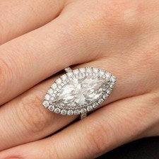 Marquise Cut 3.45Ct Diamond White Gold Finish Engagement Ring Simulated Size 9.5