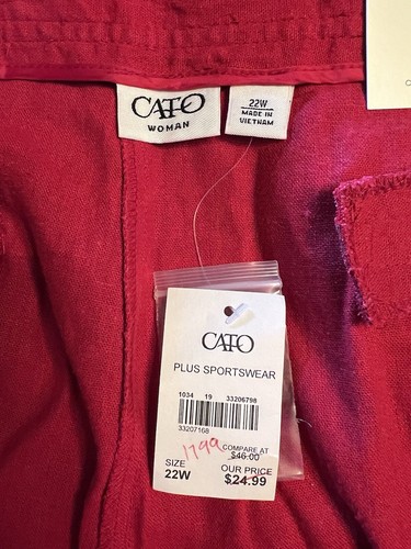Cato size 22W Women’s Red Linen Blend Contemporary Side Zip Wide Leg Pants NWT - Picture 5 of 6