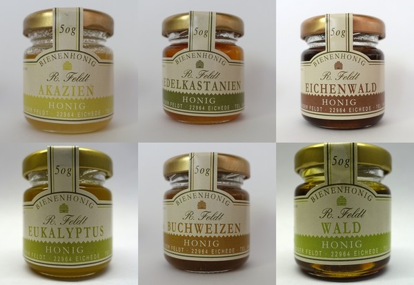 Honig Probierset 6 Delikate Sorten 100% Reiner Bienenhonig 50G GläSer Naturrein-image