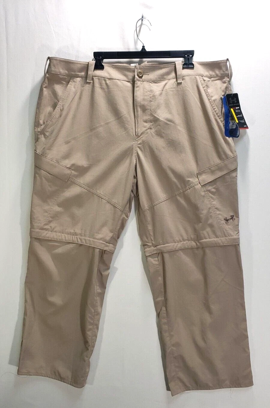 NEW Under Armour Offshore Pants Mens 42x30 Convertible Beige Fishing Cargo