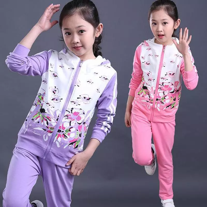 3-15 Years Kids Clothing Baby Girls Clothes Jacket Pants Tracksuit Sport  Suit