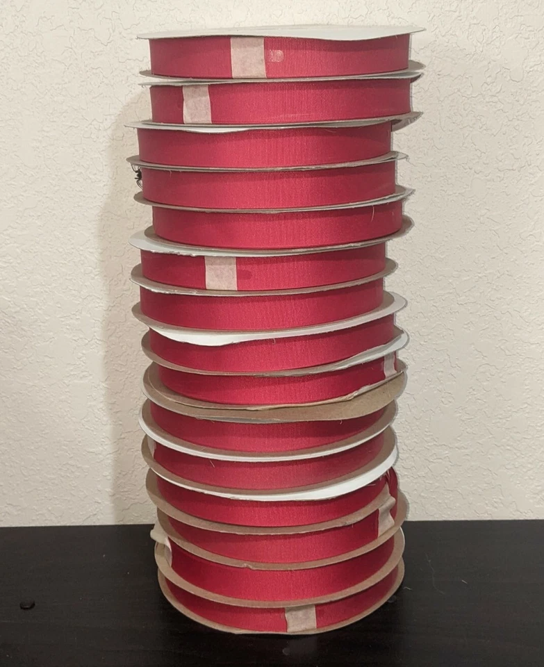 HUGE 100 Yards 1 Spool of Solid Red 5 Grosgrain New Ribbon 7/8"  22mm - Image 3 of 4