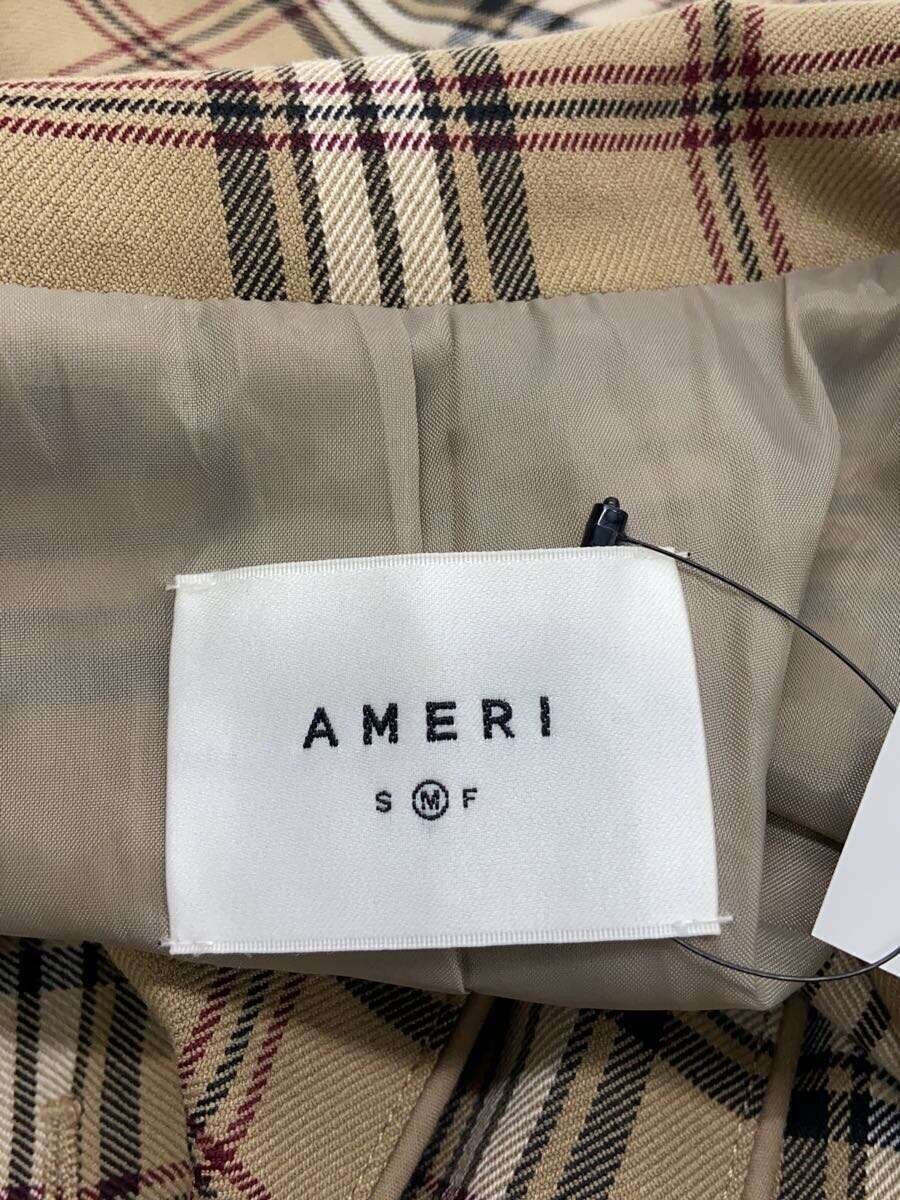 AMERI Trench Coat M Polyester Check Beige Used - image 3