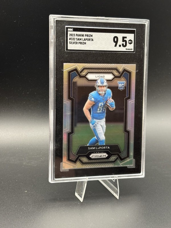 SAM LAPORTA 2023 PANINI PRIZM ROOKIE FOOTBALL SILVER LIONS RC SGC 9.5 Q2669