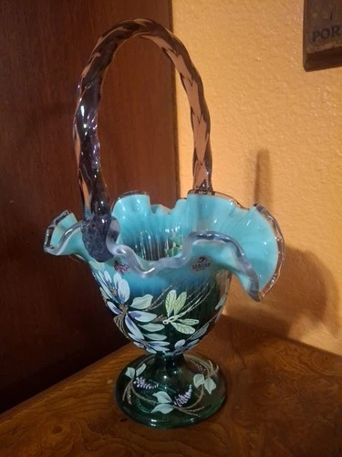 Fenton New Century Collection XXI Opalescent HP Basket Multiple Signatures