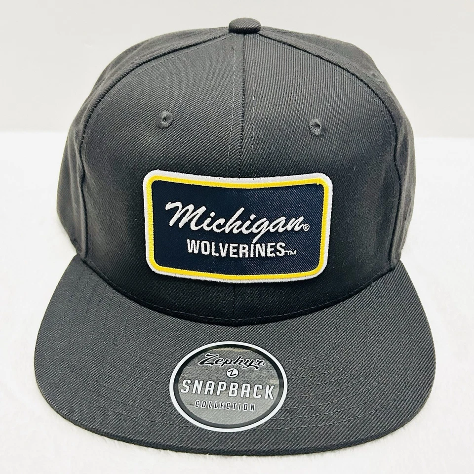 Zephyr Michigan Wolverines Script Flat Hat Cap Snapback Adjustable Dark Gray - Image 2 of 4