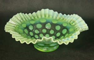 ビンテージ フェントン ドット Vtg Fenton White Opalescent Coin Dot