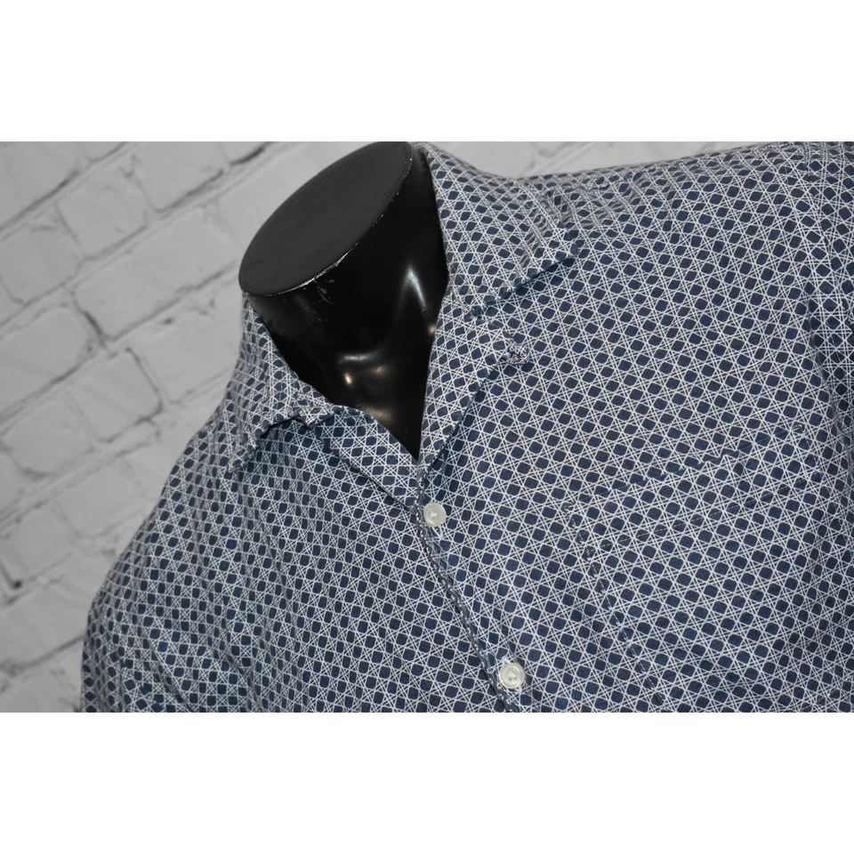 Brooks Brothers Hawaiian Shirt Mens Size Medium Blue Geometric Linen Cotton - Image 2 of 4