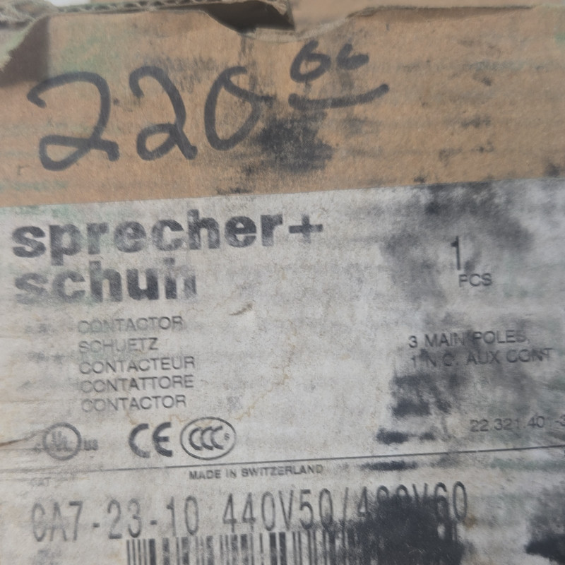 Sprecher + Schuh CA7 Definite Purpose Contactor 3-Pole 440V Coil 22A 3PST-NO