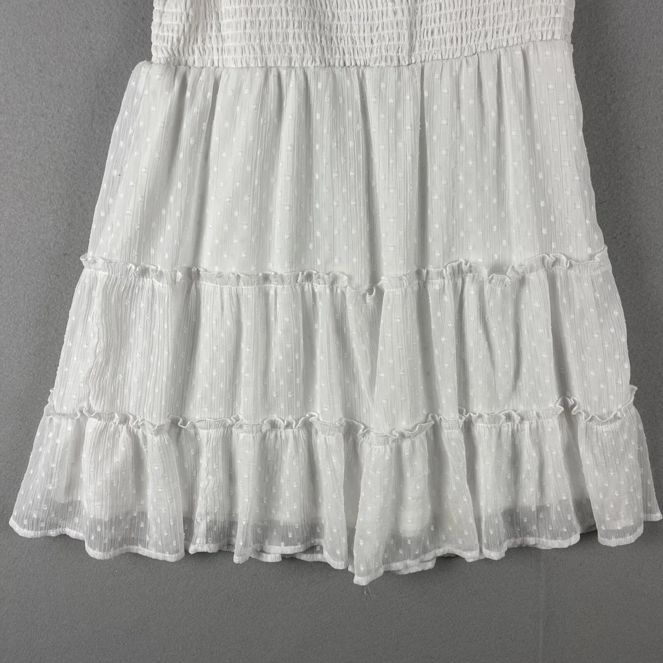 Fairy Lace Tiered Dress Womens XL White Smocked Sheer Milkmaid Coquette Boho - Image 3 of 4