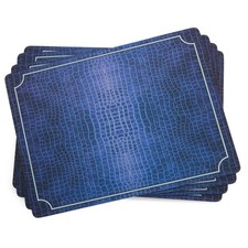 Crocodile Blue Placemats - Set of 4, Decorative Crocodile Texture Pattern, He...