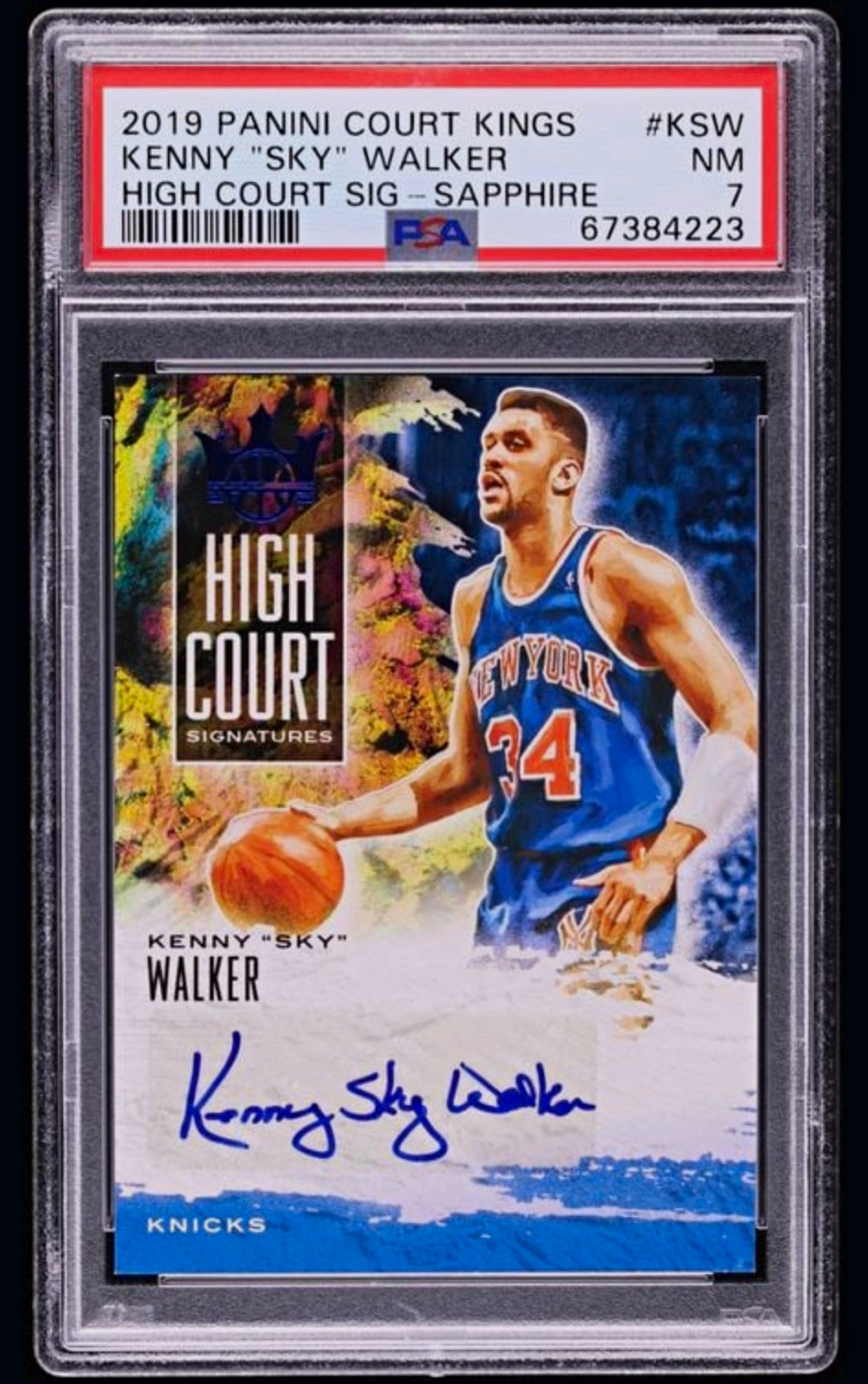2019-20 Panini Court Kings Kenny "Sky" Walker Sapphire Auto /25 #HC-KSW PSA 7