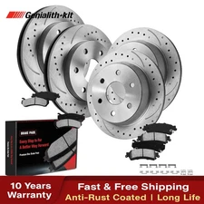 12" Front 12.78" Rear Drilled Rotors Brake Pads for Chevy Silverado GMC Sierra