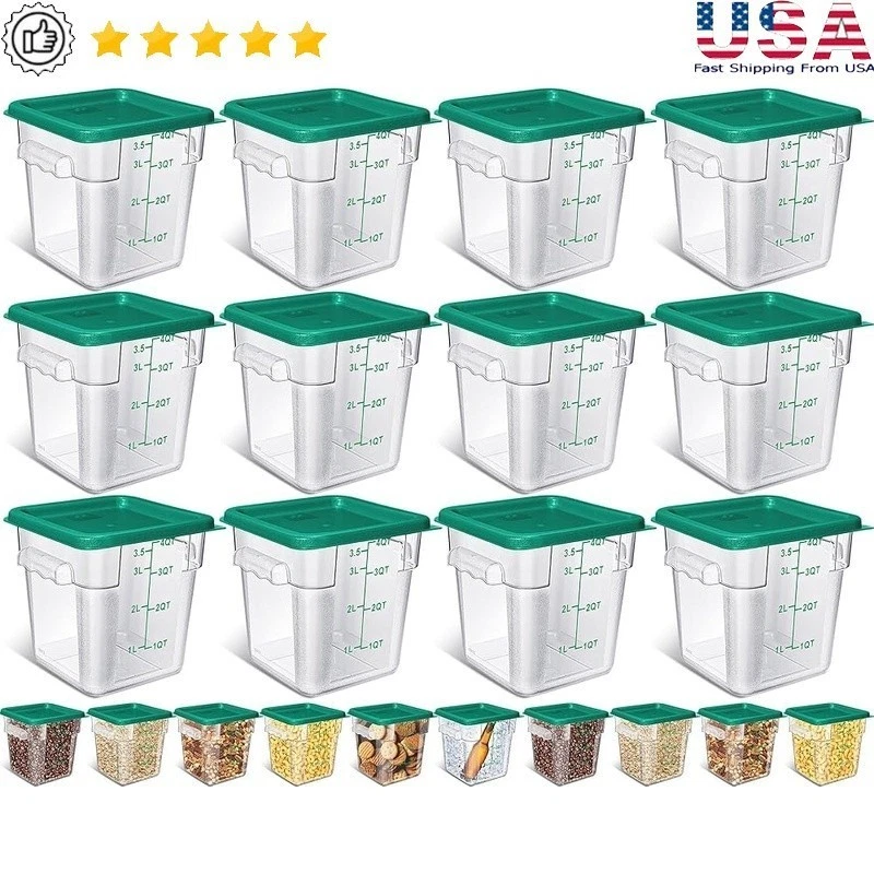 Sturdy Stackable Food Storage Containers W/ Lids Freezer Safe Kitchen Use