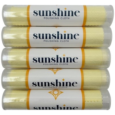 Sunshine 5 Polishing Cloths Jewelry Cleaner Tube Silver Brass 7.5 x 5 inches