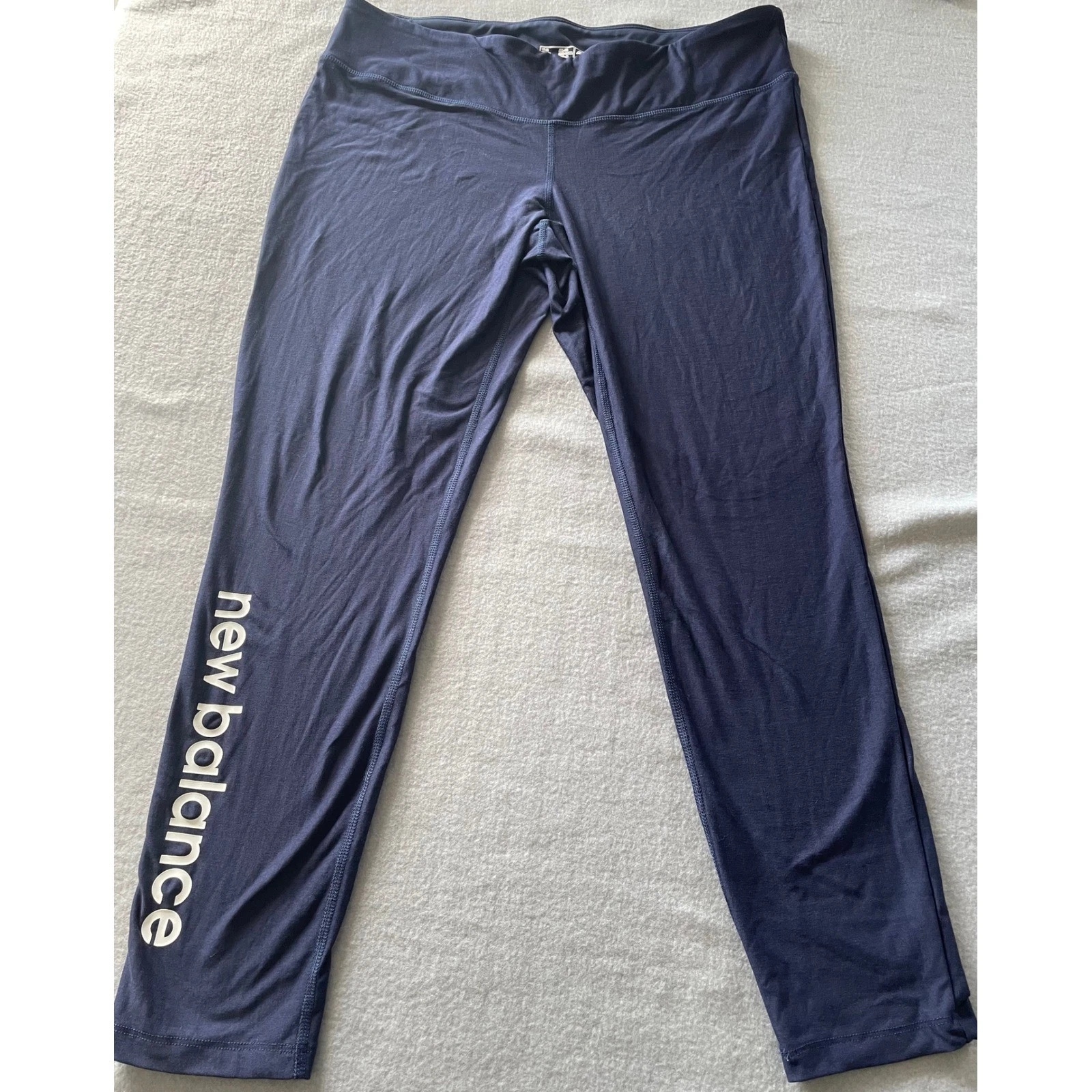 New Balance Womens NB Dry Leggings Navy Blue Logo Graphic Activewear XL