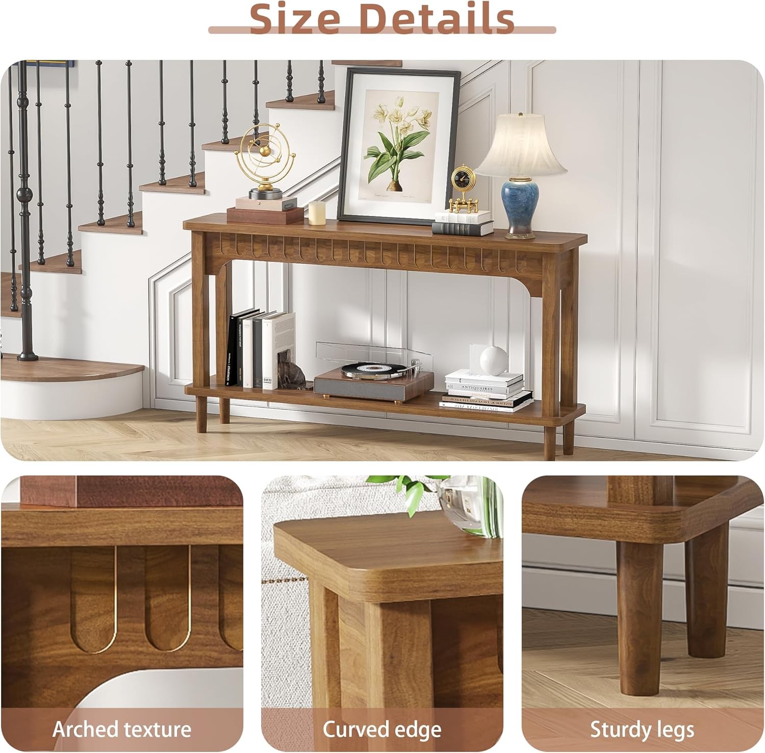 59.1" Narrow Console Table 2-Tier Sofa Table Behind The Couch Hallway Accent